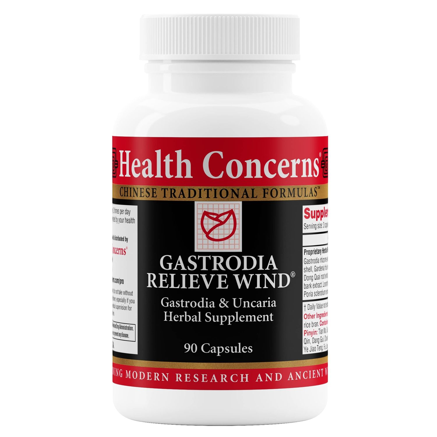 Health Concerns Gastrodia Relieve Wind Formula - Liver Health &amp; Headache Relief Supplement - 90 Capsules