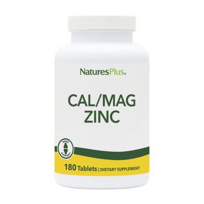 NaturesPlus Cal/Mag/Zinc - 1,000 mg Calcium, 500 mg Magnesium, 75 mg Zinc - 180 Vegetarian Tablets - Multi Mineral Supplement, Supports Bone, Heart &amp; Immune Health - Gluten-Free - 45 Servings
