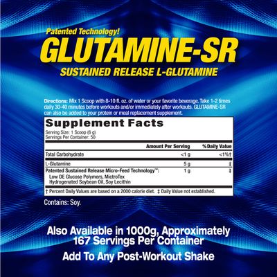 MHP 12-Hour Muscle Feeder, Glutamine-SR, Unflavored, 10.6 oz (300 g)