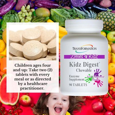Transformation Enzymes Kidz Digestive Enzyme Supplement Chewable, 90 Tablets - #1 Physician Practitioner Recommended, Promote Healthy and Complete Digestion and Elimination