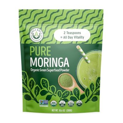 Kuli Kuli Moringa Oleifera Organic Leaf Powder &amp; Green Smoothie, 100% Pure USDA Certified &amp; Non-GMO Moringa Powder, Great with Smoothies, Tea, and Food - Single Pack, 10.6 oz