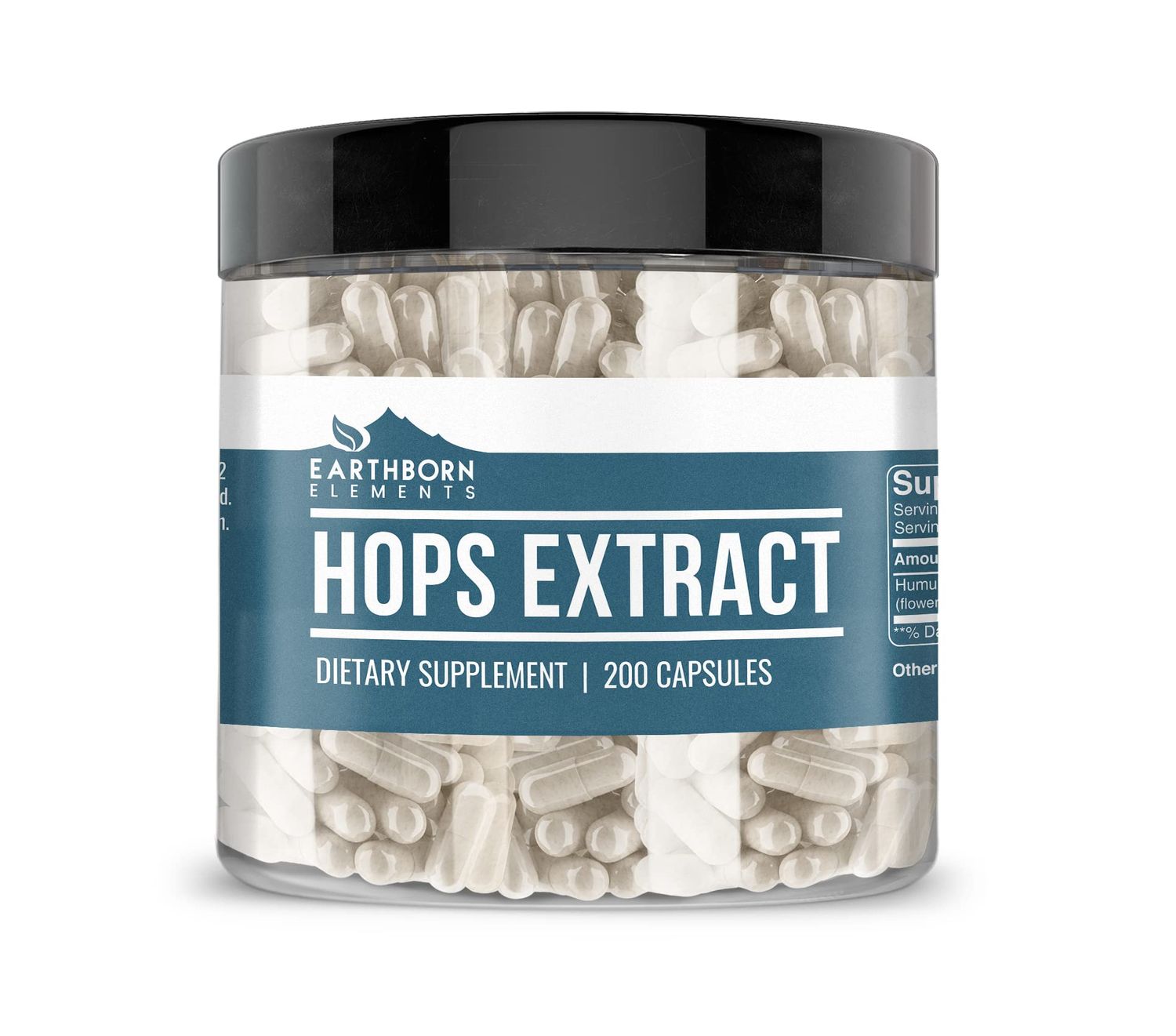 Earthborn Elements Hops Extract, 200 Capsules, Pure &amp; Undiluted, No Additives
