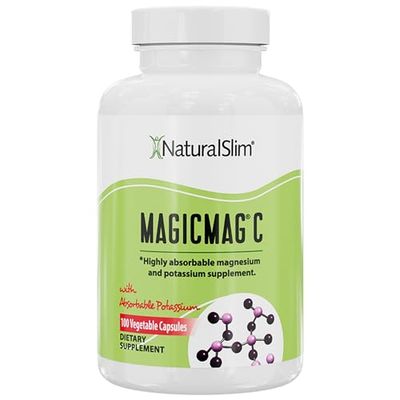 NaturalSlim MagicMag C Magnesium Citrate Capsules - Magnesium Supplement with Natural Potassium | Sleep Support, Heart Health, and Muscle Cramp Relief | Gluten-Free, 100 Capsules (1 Pack)