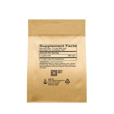 Pure Original Ingredients L-Lysine HCl (8 oz) Alpha Amino Acid, Non-GMO, Gluten-Free