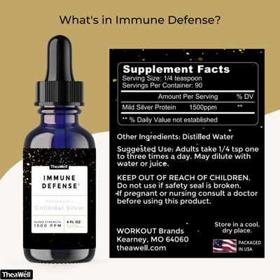 Colloidal Silver 1500 PPM, Super-Strength Concentration, Immune Defense, High-Grade Mild Silver Protein (4.00 Fl Oz, 4.00, Fl Oz) by TheaWell