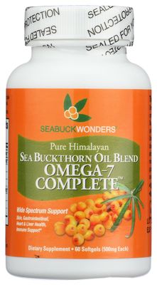Seabuckwonders Sea Buckthorn Oil Blend, Omega-7 Complete, 60-Softgels (500mg Each)