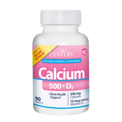 21st Century Calcium Plus Extra D Caplets, 500 mg, 90 Count, Pack of 1