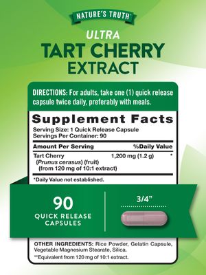 Nature's Truth Tart Cherry Extract Capsules | 1200 mg | 90 Count | Non-GMO &amp; Gluten Free Supplement