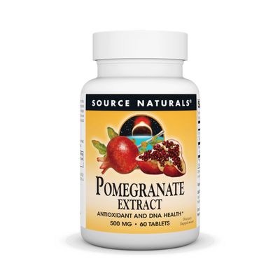 Source Naturals Pomegranate Extract 500mg Complete Whole Fruit Ellagic Acid Antioxidant &amp; Added Fiber - 60 Tablets