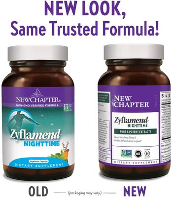 New Chapter Sleep Aid - Zyflamend Nighttime for Sleep Support with Turmeric + Valerian Root + Lemon Balm + Holy Basil, Vegetarian Capsules, 60 Count