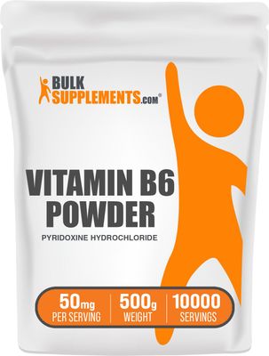BulkSupplements.com Pyridoxine HCl Powder - Vitamin B6 Supplement, Vitamin B6 50mg - for Immune Support, Gluten Free, 50mg of Pyridoxine B6 per Serving, 500g (1.1 lbs) (Pack of 1)