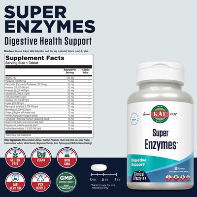 Kal Super Enzymes Tablets, 60 Count