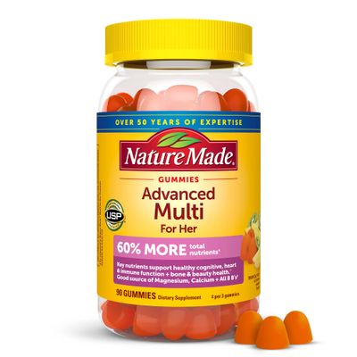 Nature Made Advanced Multivitamin Gummies for Her with Magnesium Citrate, Calcium &amp; All 8 B Vitamins, Multivitamin for Women, 90 Gummies, 30 Day Supply