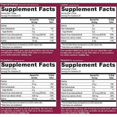 Bariatric Advantage Calcium Citrate Chewy Bites 500 mg - for Bariatric Surgery Patients - Vitamin D3 - Sugar-Free Chewable Calcium Supplement - Bariatric Calcium Chews - Assorted Fruit - 90 Count