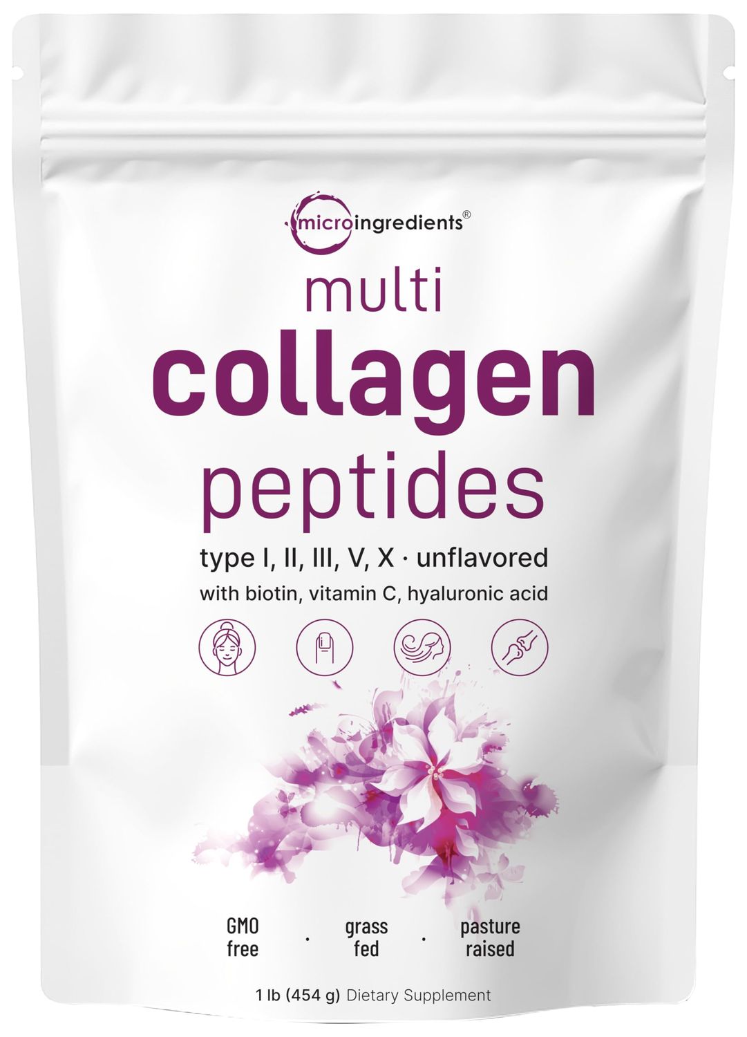 Multi Collagen Peptides Powder, 16 Oz - Hydrolyzed Protein Peptides | Type I,II,III,V,X with Hyaluronic Acid, Biotin &amp; Vitamin C - Unflavored - Keto &amp; Paleo Friendly, Ez Mix in Drinks