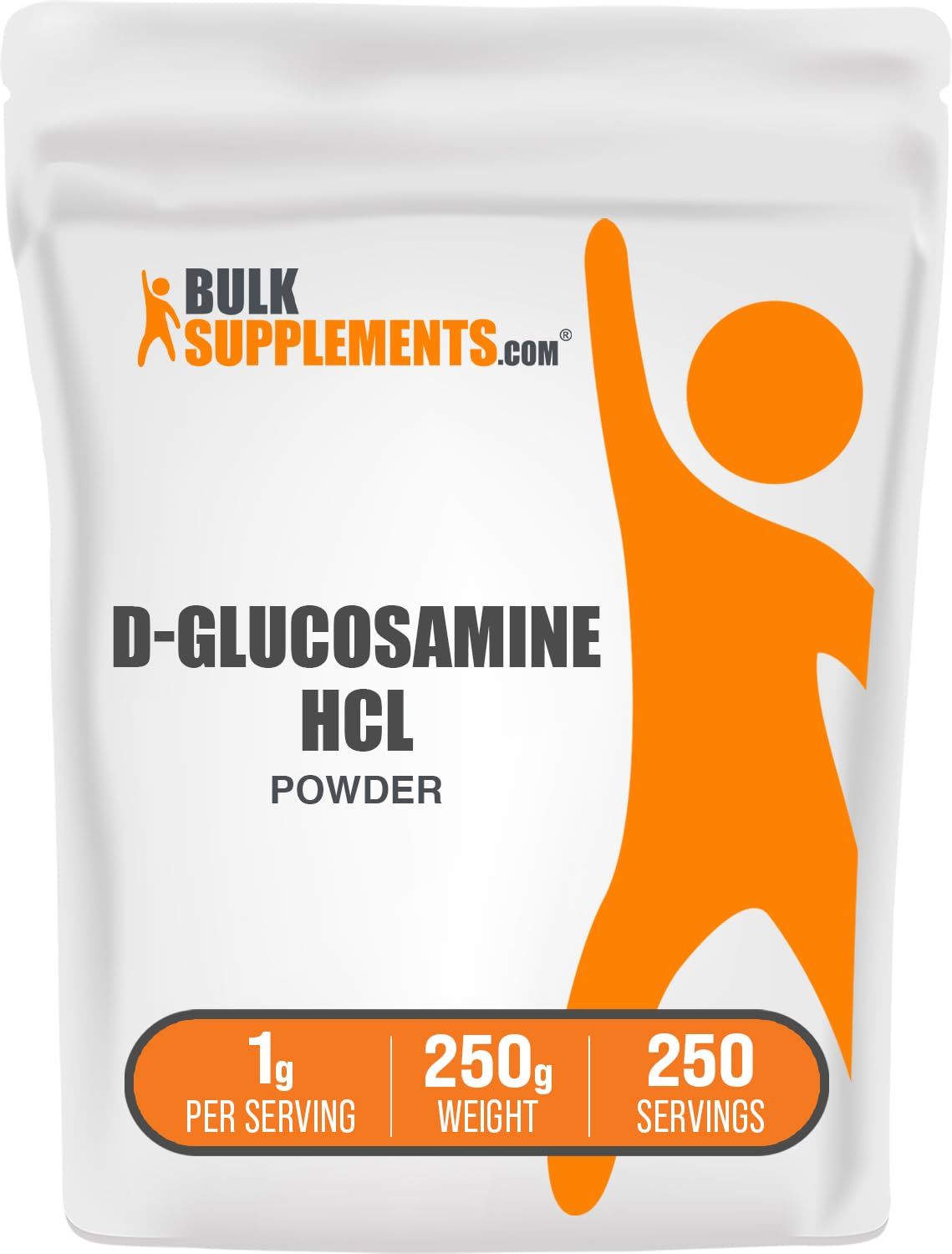 BulkSupplements.com Glucosamine HCl Powder - Glucosamine 1000mg, Glucosamine Supplement, Glucosamine Powder - Gluten Free, 1000mg per Serving, 250g (8.8 oz) (Pack of 1)