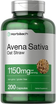 Horbach Avena Sativa Extract 1150 mg | 200 Capsules | Oat Straw Extract | Non-GMO, Gluten Free