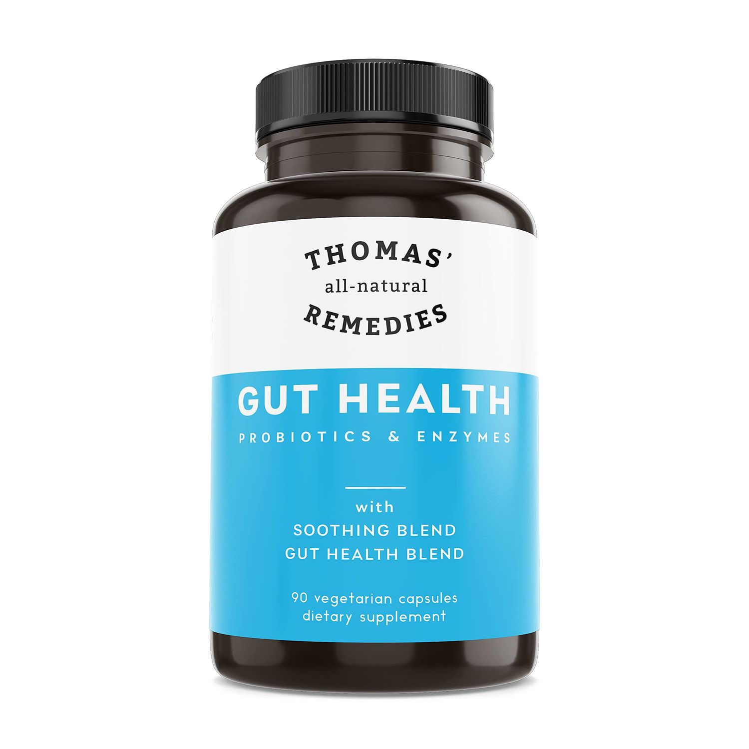 Thomas&#39; all-natural Remedies Gut Health with Digestive Enzymes, Probiotics, Ginger, Papaya, and Turmeric for Digestion and Bloating Relieve