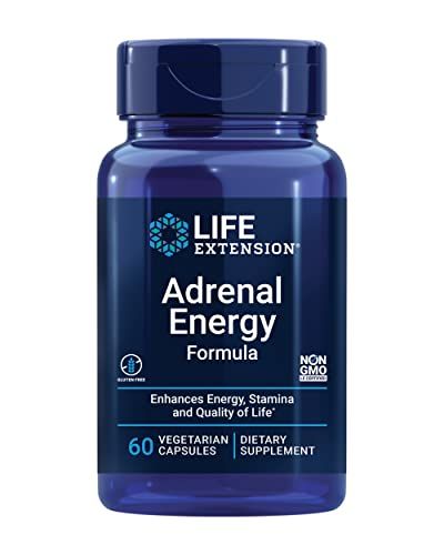 Life Extension Adrenal Energy Formula, Help inhibit The Effects of Stress, holy Basil, cordyceps, bacopa and ashwagandha, Gluten Free, Non-GMO, Vegetarian, 60 Capsules