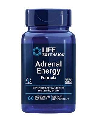 Life Extension Adrenal Energy Formula, Help inhibit The Effects of Stress, holy Basil, cordyceps, bacopa and ashwagandha, Gluten Free, Non-GMO, Vegetarian, 60 Capsules
