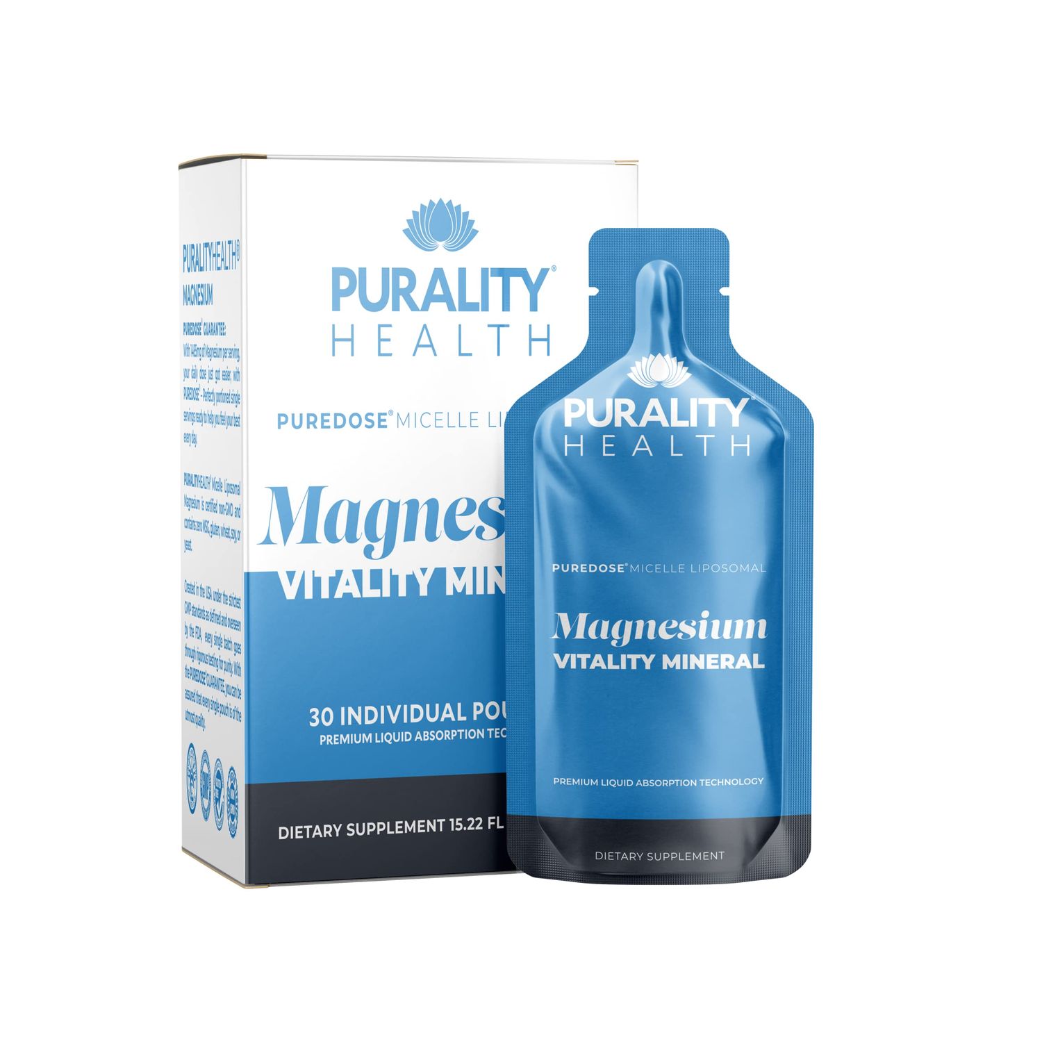 Purality Health Magnesium, Micelle Liposomal, Enhanced Absorption, Magnesium Bisglycinate, Vegan, Easy to Take Pouches, 30 Day Supply