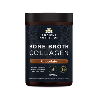 Collagen Powder, Bone Broth Collagen by Ancient Nutrition, Chocolate, Hydrolyzed Multi Collagen Peptides, Supports Skin and Nails, Joint Supplement, 30 Servings, 18.6oz