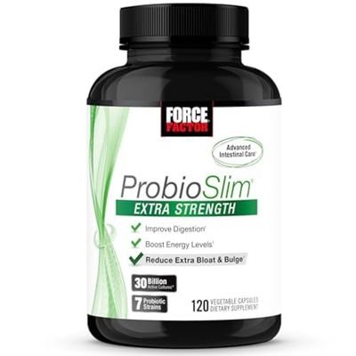 FORCE FACTOR ProbioSlim Extra Strength Probiotics for Women and Men with 30 Billion CFUs of Probiotics for Digestive Health, Bloating Relief, and Gut Health, with Prebiotic Fiber, 120 Capsules