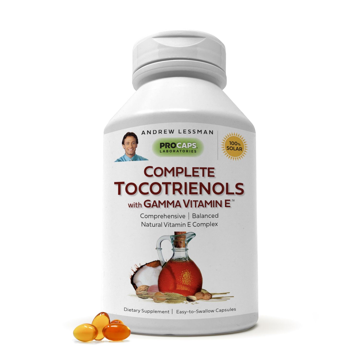 Andrew Lessman Complete Tocotrienols with Gamma Vitamin E 30 Softgels - Eight Forms of Vitamin E (Alpha, Beta, Gamma &amp; Delta Tocopherols and Tocotrienols). Powerful Anti-oxidant. No Additives
