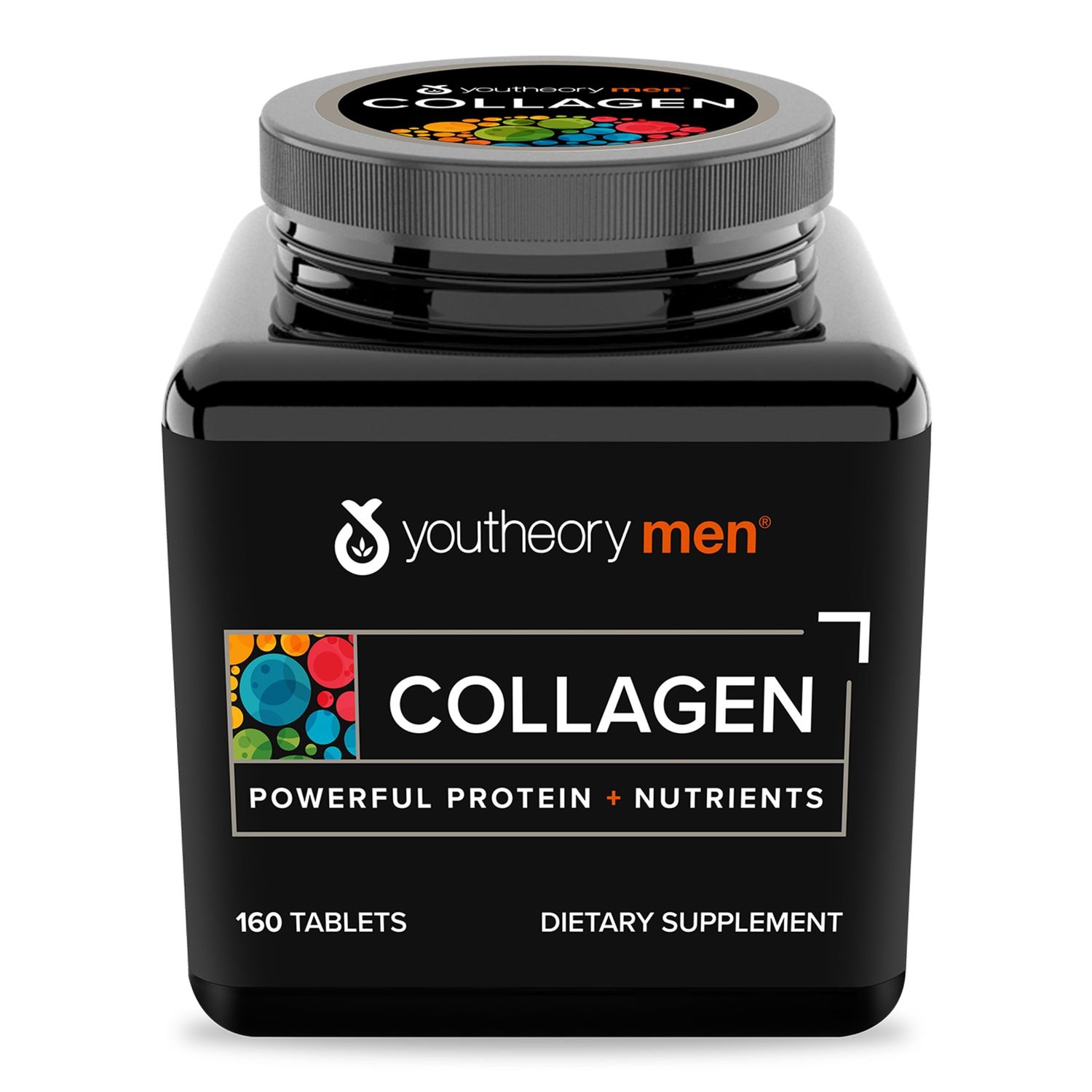 Youtheory Men&#39;s Collagen - Vegetarian Collagen Supplement for Men - Contains Biotin - Supports Healthy Hair, Nails, Skin &amp; Joints* - 160 Tablets