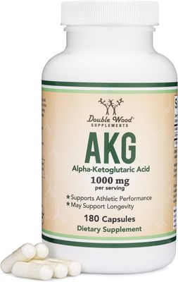 AKG Supplement (Alpha Ketoglutaric Acid) 1,000mg Per Serving (180 Capsules) Different and May Be More Effective Than AAKG (Recently Studied for Healthy Aging Properties) Gluten Free by Double Wood