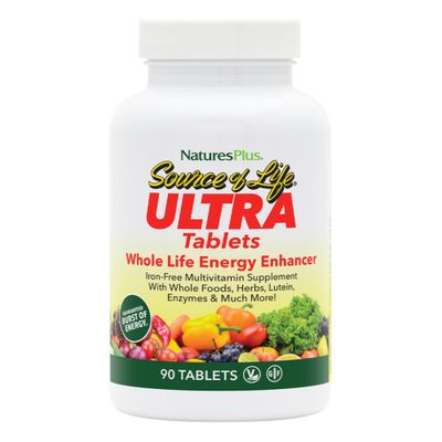 Natures Plus Ultra Source of Life No-Iron Multivitamin - 90 Tablets - Supports Immune Health, Energy &amp; Overall Well-Being - with Lutein &amp; Vitamin D3 - Vegetarian &amp; Gluten Free - 30 Servings
