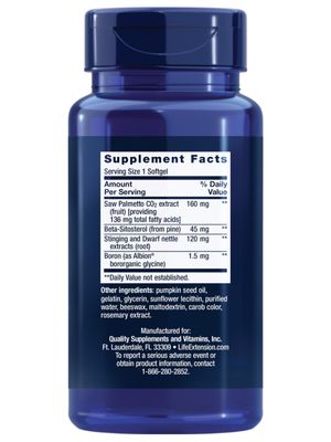 Life Extension PalmettoGuard Saw Palmetto, Nettle Root and Beta-Sitosterol, Supports Healthy Prostate Function & Hormone Metabolism, 160 mg of Saw Palmetto for Men, Gluten-Free, Non-GMO, 60 softgels