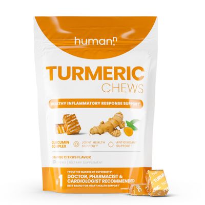 humanN Turmeric Curcumin Chews Supplement - High Absorption Turmeric Supplement and Curcumin Supplements- Orange Citrus Flavor - from SuperBeets Makers - Joint Health - 30 Count