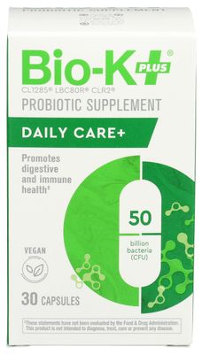 Bio-K Plus, Dailycare 50 Billion Probiotics, 30 Count
