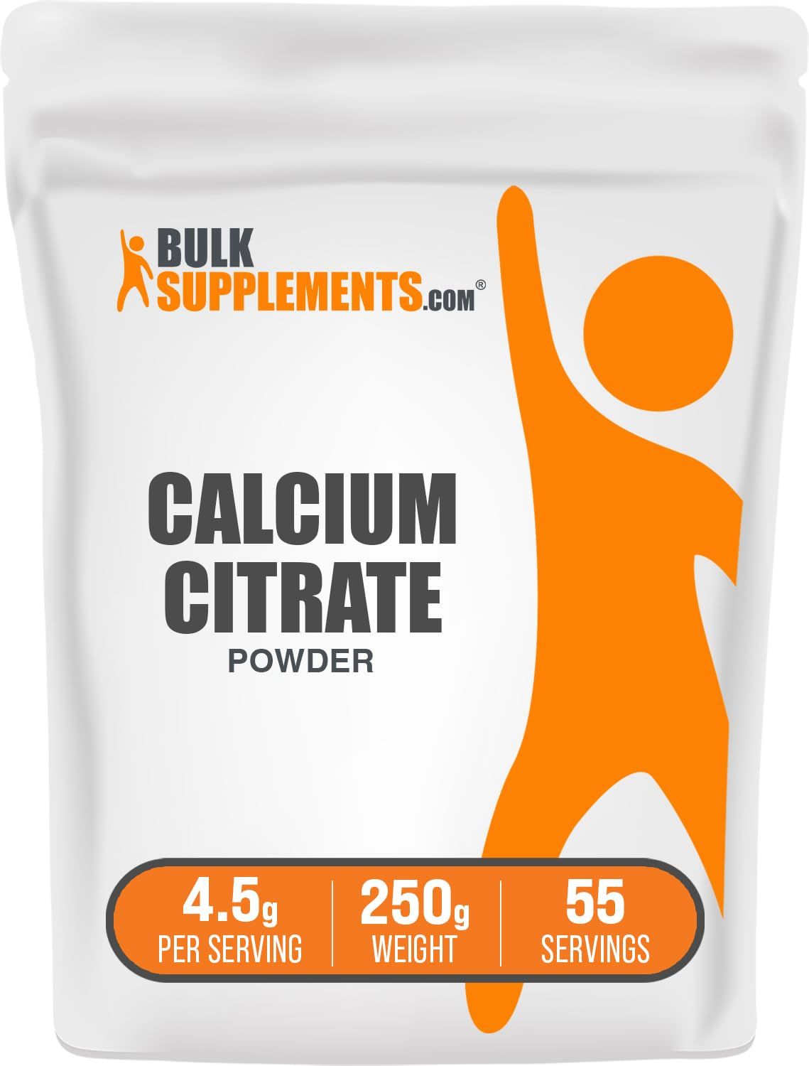 BulkSupplements.com Calcium Citrate Powder - Calcium Citrate Supplement, Calcium Citrate 1000mg - Gluten Free, 4500mg (1000mg Calcium) per Serving, 250g (8.8 oz) (Pack of 1)
