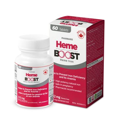 Hemeboost 11.6mg (232mg Heme Iron) I 60 Tablets I High Potency Natural Iron Supplement I High Absorption &amp; Gentle on Stomach I Iron Pills for Adults &amp; Safe for Use in Pregnancy