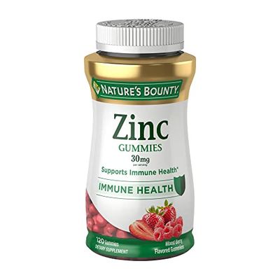 Nature&#39;s Bounty Zinc Gummies, Immune Support Gummies, Supports Skin &amp; Antioxidant Health, Mixed Berry, 30mg, 120 Count