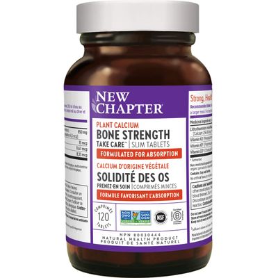 New Chapter Calcium Supplement - Bone Strength Organic Plant Calcium with Vitamin K2 + D3 + Magnesium, Vegetarian, Gluten Free - 120 count (40 day supply)