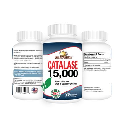 Rise-N-Shine Catalase Supplement 15,000 - Powerful Antioxidant Enzyme for Hair Health Support- Hair Supplements for Strong Hair Support - 30 Capsules