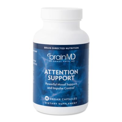 BRAINMD Dr Amen Attention Support - 90 Capsules - Promotes Mental Focus &amp; Impulse Control - Gluten Free - 30 Servings