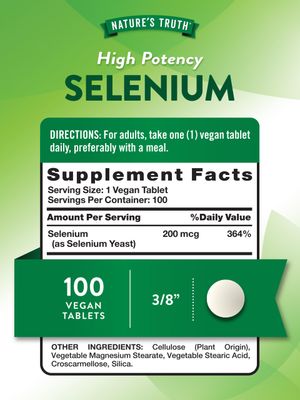 Nature's Truth Selenium 200mcg | 100 Tablets | High Potency | Vegan, Non-GMO &amp; Gluten Free Supplement