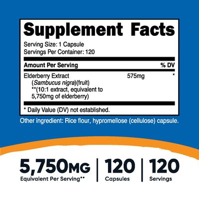 Nutricost Elderberry Capsules 575mg (120 Capsules) - Black Elderberry, Vegetarian Capsules, Gluten Free and Non-GMO Supplement