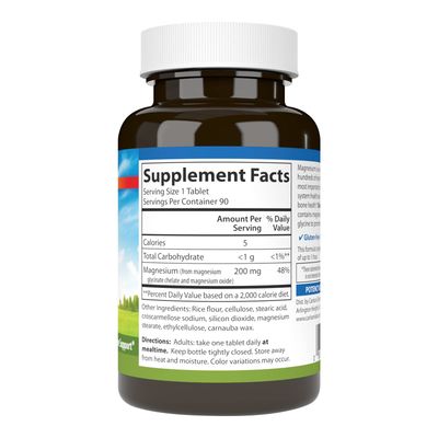 Carlson - Chelated Magnesium, 200 mg - Superior Absorption, Heart &amp; Muscle Function, Bone Support, 90 tablets