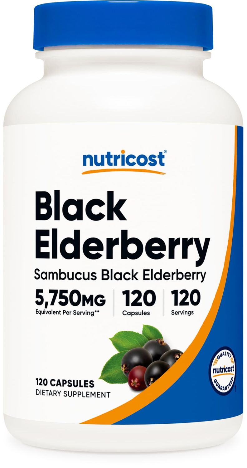 Nutricost Elderberry Capsules 575mg (120 Capsules) - Black Elderberry, Vegetarian Capsules, Gluten Free and Non-GMO Supplement