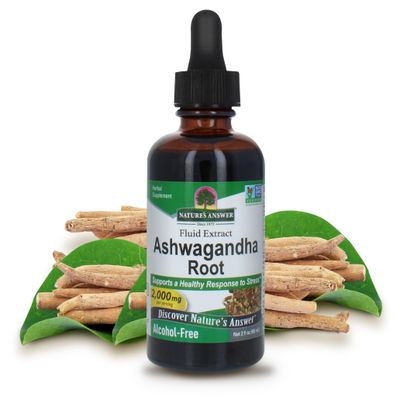Nature&#39;s Answer Ashwagandha Root | Herbal Supplement Maintain Healthy Immune Function | Supports Body Against Stress | Gluten-Free, Alcohol-Free &amp; Vegan 2oz