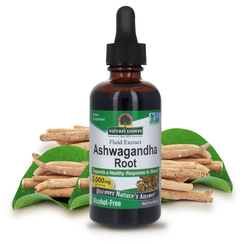 Nature's Answer Ashwagandha Root | Herbal Supplement Maintain Healthy Immune Function | Supports Body Against Stress | Gluten-Free, Alcohol-Free &amp; Vegan 2oz