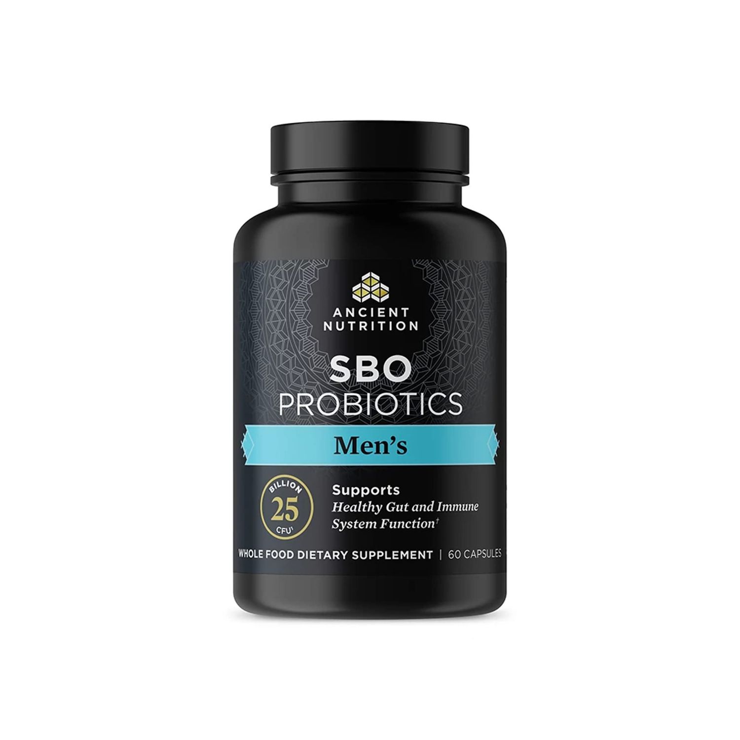Probiotics for Men by Ancient Nutrition, SBO Probiotics Men&#39;s 60 Ct, for Gut Health, Digestive and Immune Support, Boosts Muscle Mass and Fat Metabolism, 25 Billion CFUs* Per Serving