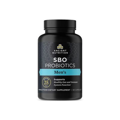 Probiotics for Men by Ancient Nutrition, SBO Probiotics Men&#39;s 60 Ct, for Gut Health, Digestive and Immune Support, Boosts Muscle Mass and Fat Metabolism, 25 Billion CFUs* Per Serving