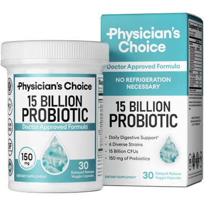 Physician&#39;s CHOICE Beginner Probiotics 15 Billion CFU - 6 Diverse Strains &amp; Organic Prebiotics, Designed for Overall Digestive Health and Supports Occasional Constipation, Diarrhea, Gas &amp; Bloating