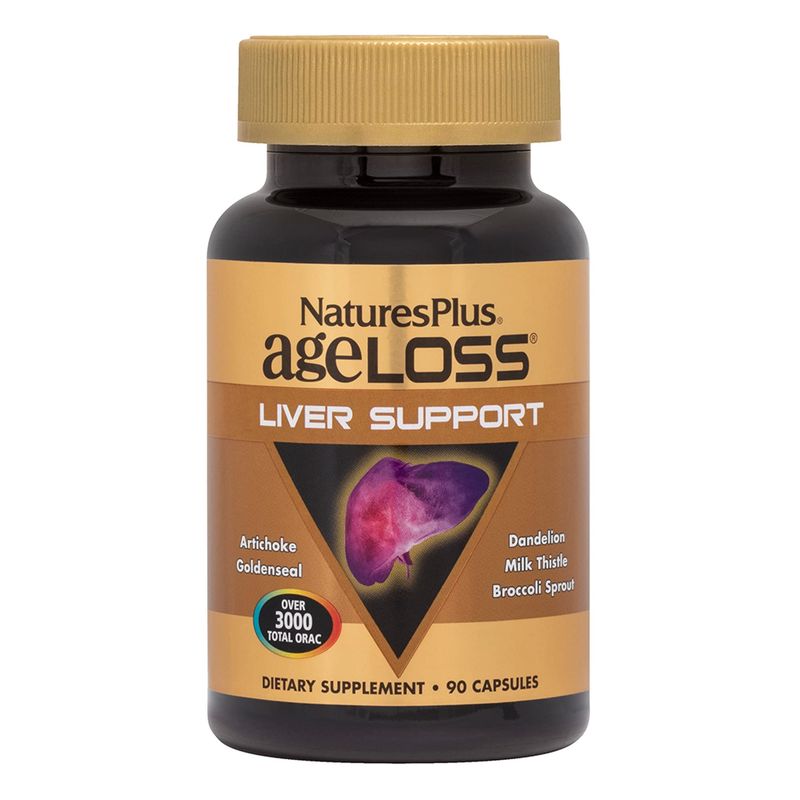 Natures Plus AgeLoss Liver Support - 90 Capsules - with Artichoke, Milk Thistle &amp; Choline - Vegetarian, Gluten Free - 30 Servings
